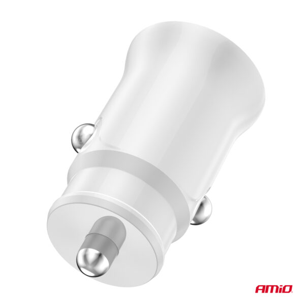 Amio ΦΟΡΤΙΣΤΗΣ ΑΝΑΠΤΗΡΑ 12/24V ΜΕ 2 ΘΥΡΕΣ USB-C+USB 20W 5V/3AQC ΤΑΧΕΙΑΣ ΦΟΡΤΙΣΗΣ ΛΕΥΚΟΣ AMIO - 1 Τεμ. - Image 3