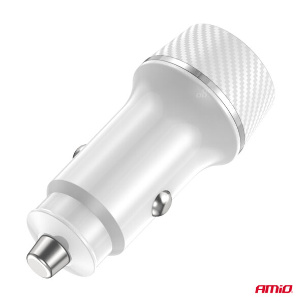 Amio ΦΟΡΤΙΣΤΗΣ ΑΝΑΠΤΗΡΑ 12/24V ΜΕ 2 ΘΥΡΕΣ USB-C+USB 20W 5V/3AQC ΤΑΧΕΙΑΣ ΦΟΡΤΙΣΗΣ ΛΕΥΚΟΣ  AMIO - 1 Τεμ. - Image 4