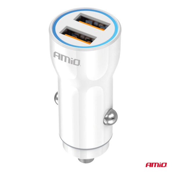 Amio ΦΟΡΤΙΣΤΗΣ ΑΝΑΠΤΗΡΑ 12/24V ΜΕ 2 ΘΥΡΕΣ 2xUSB 10.5W 5V/2.1A ΛΕΥΚΟΣ AMIO - 1 Τεμ. - Image 2