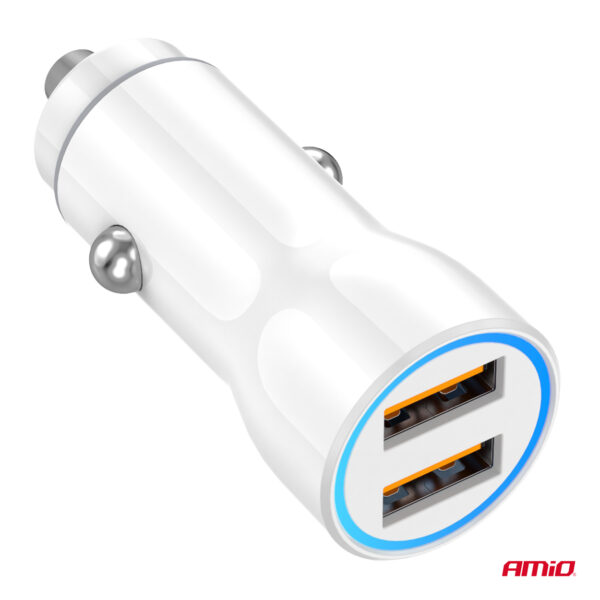 Amio ΦΟΡΤΙΣΤΗΣ ΑΝΑΠΤΗΡΑ 12/24V ΜΕ 2 ΘΥΡΕΣ 2xUSB 10.5W 5V/2.1A ΛΕΥΚΟΣ AMIO - 1 Τεμ. - Image 3