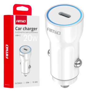 Amio ΦΟΡΤΙΣΤΗΣ ΑΝΑΠΤΗΡΑ 12/24V ΜΕ 1 ΘΥΡΑ USB-C 20W 5V/3AQC ΤΑΧΕΙΑΣ ΦΟΡΤΙΣΗΣ ΛΕΥΚΟΣ AMIO - 1 Τεμ.