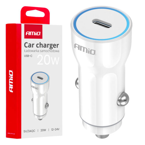 Amio ΦΟΡΤΙΣΤΗΣ ΑΝΑΠΤΗΡΑ 12/24V ΜΕ 1 ΘΥΡΑ USB-C 20W 5V/3AQC ΤΑΧΕΙΑΣ ΦΟΡΤΙΣΗΣ ΛΕΥΚΟΣ AMIO – 1 Τεμ.