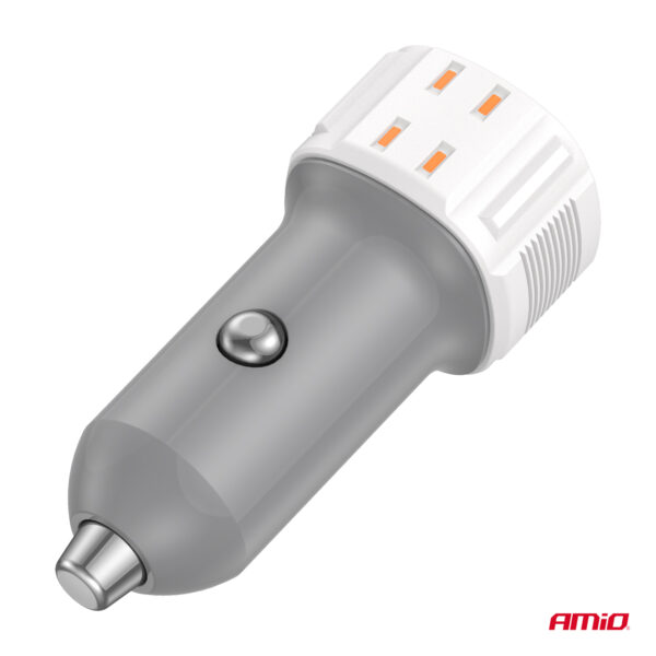 Amio ΦΟΡΤΙΣΤΗΣ ΑΝΑΠΤΗΡΑ 12/24V ΜΕ 2 ΘΥΡΕΣ USB-C+USB 20W 5V/3AQC  ΤΑΧΕΙΑΣ ΦΟΡΤΙΣΗΣ ΛΕΥΚΟΣ AMIO - 1 Τεμ. - Image 4