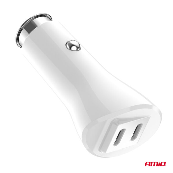 Amio ΦΟΡΤΙΣΤΗΣ ΑΝΑΠΤΗΡΑ 12/24V ΜΕ 2 ΘΥΡΕΣ 2xUSB-C 40W 5V/3AQC ΤΑΧΕΙΑΣ ΦΟΡΤΙΣΗΣ ΛΕΥΚΟΣ AMIO - 1 Τεμ. - Image 4