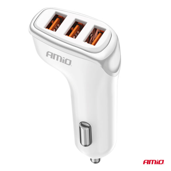 Amio ΦΟΡΤΙΣΤΗΣ ΑΝΑΠΤΗΡΑ 12/24V ΜΕ 3 ΘΥΡΕΣ 3xUSB 15.5W 5V/3.1A ΛΕΥΚΟΣ AMIO - 1 Τεμ. - Image 2