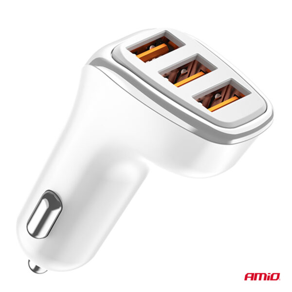 Amio ΦΟΡΤΙΣΤΗΣ ΑΝΑΠΤΗΡΑ 12/24V ΜΕ 3 ΘΥΡΕΣ 3xUSB 15.5W 5V/3.1A ΛΕΥΚΟΣ AMIO - 1 Τεμ. - Image 3