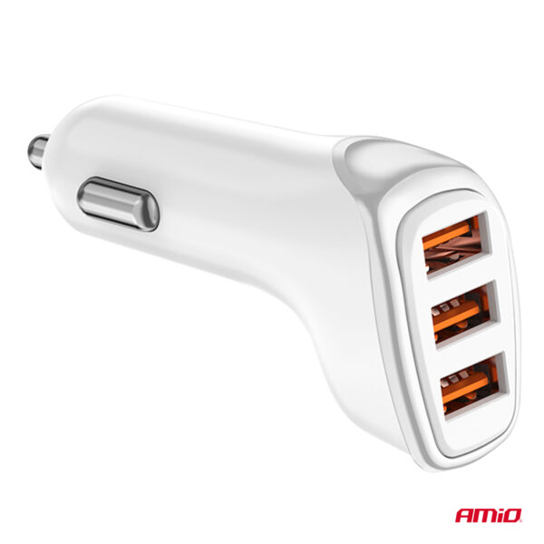 Amio ΦΟΡΤΙΣΤΗΣ ΑΝΑΠΤΗΡΑ 12/24V ΜΕ 3 ΘΥΡΕΣ 3xUSB 15.5W 5V/3.1A ΛΕΥΚΟΣ AMIO - 1 Τεμ. - Image 4