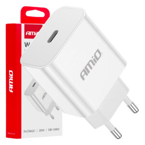 Amio ΦΟΡΤΙΣΤΗΣ ΚΙΝΗΤΟY ΟΙΚΙΑΚΗ ΠΡΙΖΑ 1ΘΥΡΑ USB-C 20W 5V/3AQC ΛΕΥΚΟΣ  ΑΜΙΟ - 1 ΤΕΜ.