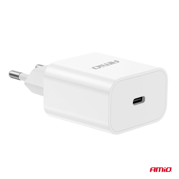 Amio ΦΟΡΤΙΣΤΗΣ ΚΙΝΗΤΟY ΟΙΚΙΑΚΗ ΠΡΙΖΑ 1ΘΥΡΑ USB-C 20W 5V/3AQC ΛΕΥΚΟΣ  ΑΜΙΟ - 1 ΤΕΜ. - Image 4
