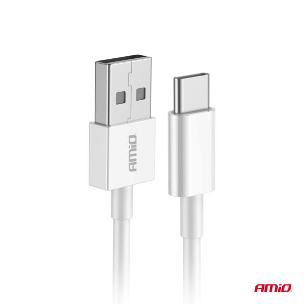 Amio ΚΑΛΩΔΙΑ ΦΟΡΤΙΣΗΣ ΚΑΙ ΜΕΤΑΦΟΡΑΣ ΔΕΔΟΜΕΝΩΝ USB ΣΕ USB-C 200cm 2A ΛΕΥΚΟ ΑΜΙΟ - 1 ΤΕΜ. - Image 2