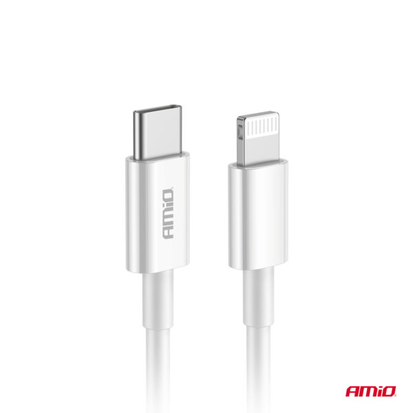 Amio ΚΑΛΩΔΙΑ ΦΟΡΤΙΣΗΣ ΚΑΙ ΜΕΤΑΦΟΡΑΣ ΔΕΔΟΜΕΝΩΝ USB TYPE C ΣΕ APPLE LIGHTING 100cm 20W ΛΕΥΚΟ  ΑΜΙΟ - 1 ΤΕΜ. - Image 2