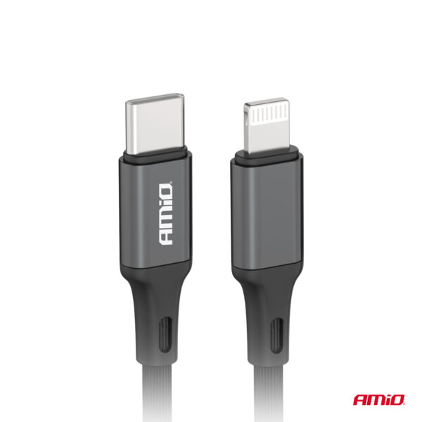 Amio ΚΑΛΩΔΙΑ ΦΟΡΤΙΣΗΣ ΚΑΙ ΜΕΤΑΦΟΡΑΣ ΔΕΔΟΜΕΝΩΝ USB TYPE C ΣΕ APPLE LIGHTING 100CM 20W ΜΑΥΡΟ ΑΜΙΟ - 1 ΤΕΜ. - Image 2