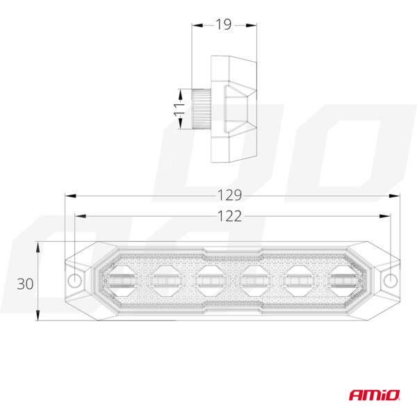 Amio ΣΤΡΟΜΠΟ 12/24V 6xSMD LED 18W (6x3W) R65 R10 IP68 IP6K9K 122x30mm ΑΜΙΟ - 1 ΤΕΜ. - Image 4