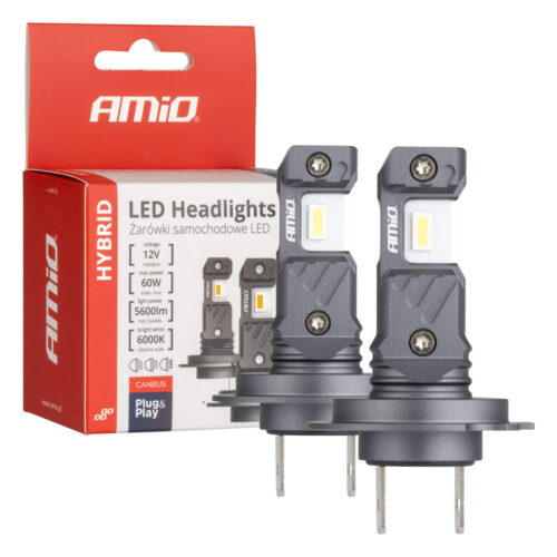 Amio ΛΑΜΠΕΣ LED H7/H18 12V 60W 6.000K 5.600lm +400% LED CAN-BUS HYBRID SERIES AMIO – 2 ΤΕΜ.
