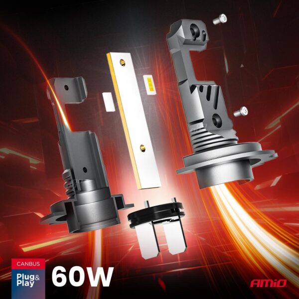 Amio ΛΑΜΠΕΣ LED H7/H18 12V 60W 6.000K 5.600lm +400% LED CAN-BUS HYBRID SERIES AMIO - 2 ΤΕΜ. - Image 3