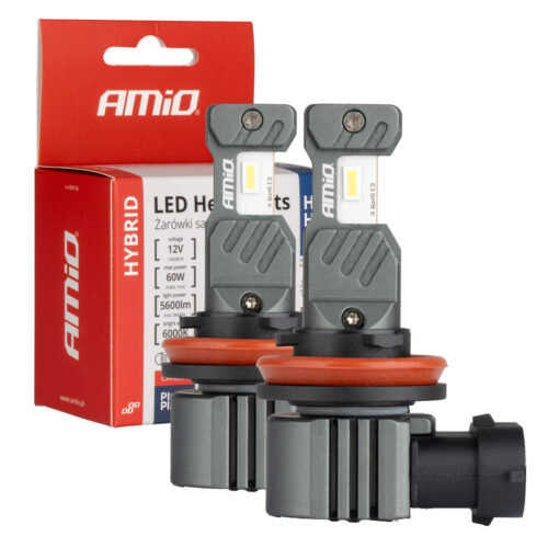 Amio ΛΑΜΠΕΣ LED H8/H9/H11/H16 12V 60W 6.000K 5.600lm +400% LED CAN-BUS HYBRID SERIES AMIO – 2 ΤΕΜ.