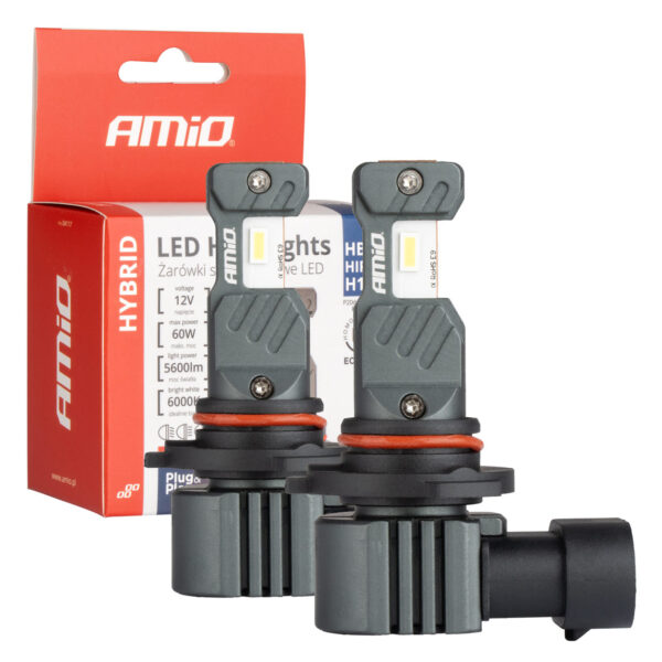 Amio ΛΑΜΠΕΣ LED HΒ3 9005 / HIR1 / H10 12V 60W 6.000K 5.600lm +400% LED CAN-BUS HYBRID SERIES AMIO - 2 ΤΕΜ.