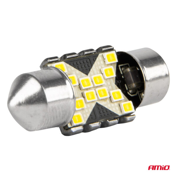 Amio ΛΑΜΠΑΚΙΑ ΠΛΑΦΟΝΙΕΡΑΣ 31mm 12/24V C5W 5500K 12xSMD 2016 CAN-BUS FESTOON (ΛΕΥΚΟ) ΑΜΙΟ - 2 ΤΕΜ. - Image 4