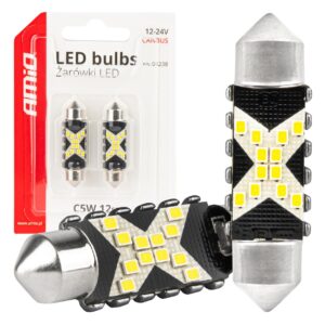 Amio ΛΑΜΠΑΚΙΑ ΠΛΑΦΟΝΙΕΡΑΣ 41mm 12/24V C5W 5500K 12xSMD 2016 CAN-BUS FESTOON (ΛΕΥΚΟ) ΑΜΙΟ - 2 ΤΕΜ.
