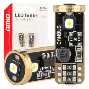 Amio ΛΑΜΠΑΚΙΑ T10 W5W 12V/24V LED CAN-BUS 3xSMD 3838 ΛΕΥΚΟ 5500K ΑΜΙΟ - 2 ΤΕΜ.