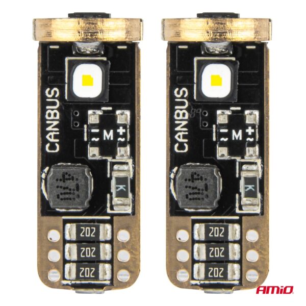 Amio ΛΑΜΠΑΚΙΑ T10 W5W 12V/24V LED CAN-BUS 3xSMD 3838 ΛΕΥΚΟ 5500K ΑΜΙΟ - 2 ΤΕΜ. - Image 2