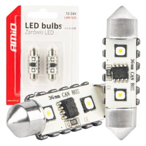Amio ΛΑΜΠΑΚΙΑ ΠΛΑΦΟΝΙΕΡΑΣ 36mm 12/24V C5W 5500K 12xSMD 3838 CAN-BUS FESTOON (ΛΕΥΚΟ) ΑΜΙΟ - 2 ΤΕΜ.