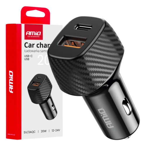 Amio ΦΟΡΤΙΣΤΗΣ ΑΝΑΠΤΗΡΑ ΜΕ 2 ΘΥΡΕΣ USB-A QUICK CHARGE+USB-C 20W ΜΑΥΡΟ AMIO – 1 Τεμ.
