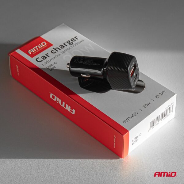 Amio ΦΟΡΤΙΣΤΗΣ ΑΝΑΠΤΗΡΑ ΜΕ 2 ΘΥΡΕΣ USB-A QUICK CHARGE+USB-C 20W ΜΑΥΡΟ AMIO - 1 Τεμ. - Image 3