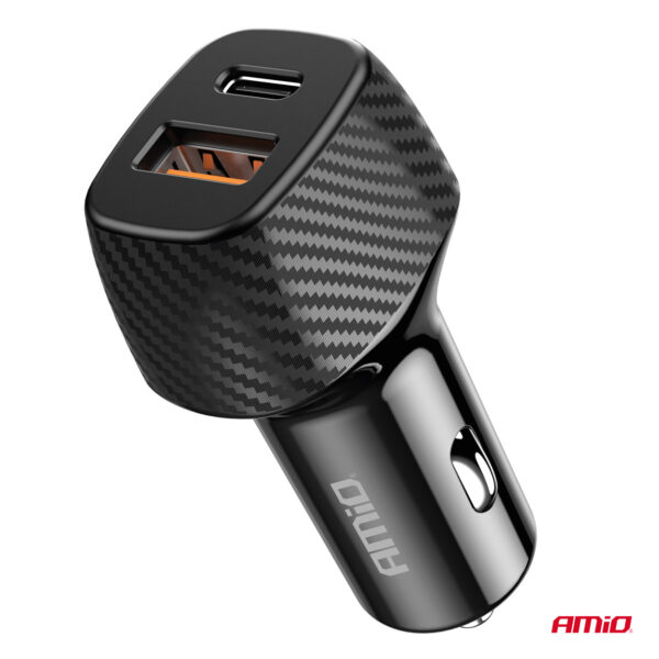 Amio ΦΟΡΤΙΣΤΗΣ ΑΝΑΠΤΗΡΑ ΜΕ 2 ΘΥΡΕΣ USB-A QUICK CHARGE+USB-C 20W ΜΑΥΡΟ AMIO - 1 Τεμ. - Image 4