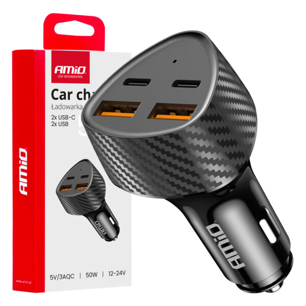 Amio ΦΟΡΤΙΣΤΗΣ ΑΝΑΠΤΗΡΑ ΜΕ 4 ΘΥΡΕΣ 2xUSB-A+2xUSB-C 50W ΜΑΥΡΟ AMIO - 1 Τεμ.