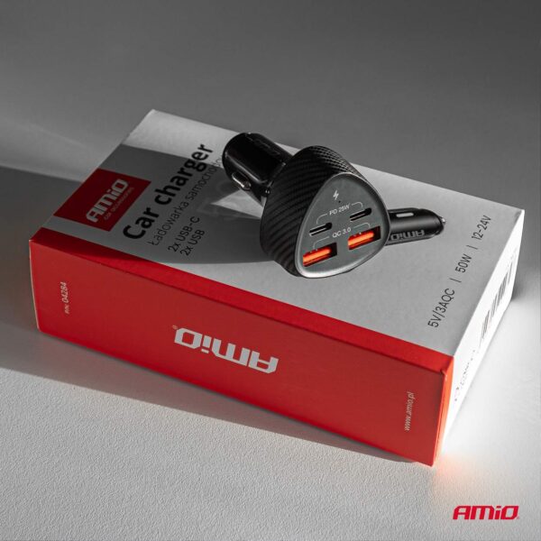 Amio ΦΟΡΤΙΣΤΗΣ ΑΝΑΠΤΗΡΑ ΜΕ 4 ΘΥΡΕΣ 2xUSB-A+2xUSB-C 50W ΜΑΥΡΟ AMIO - 1 Τεμ. - Image 4