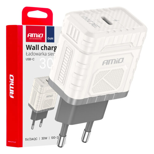 Amio ΦΟΡΤΙΣΤΗΣ ΜΕ ΟΙΚΙΑΚΗ ΠΡΙΖΑ ΜΕ 1 ΘΥΡΑ USB-C 30W 100-240V ΛΕΥΚΟ AMIO – 1 Τεμ.