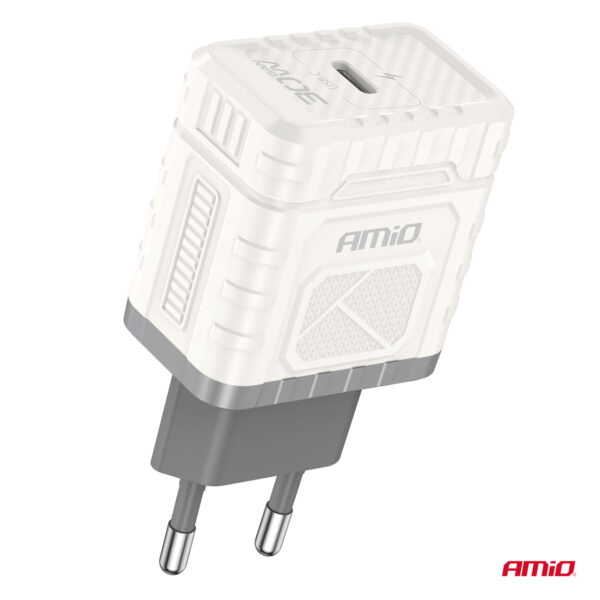 Amio ΦΟΡΤΙΣΤΗΣ ΜΕ ΟΙΚΙΑΚΗ ΠΡΙΖΑ ΜΕ 1 ΘΥΡΑ USB-C 30W 100-240V ΛΕΥΚΟ AMIO - 1 Τεμ. - Image 2