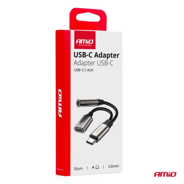 Amio ΚΑΛΩΔΙΟ ΦΟΡΤΙΣΗΣ USB ΑΠΟ USB-C ΣΕ USB-C & ΑΝΤΑΠΤΟΡΑΣ ΑΚΟΥΣΤΙΚΩΝ MINI JACK 3.5mm ΘΗΛΥΚΟ 10cm AMIO - 1 Τεμ. - Image 4