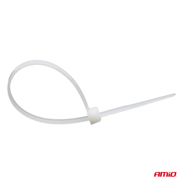 Amio ΔΕΜΑΤΙΚΑ/ΔΕΤΙΚΑ ΚΑΛΩΔΙΩΝ TIE WRAP (ΤΑΙΡΑΠ) 2.5 x 100mm (ΛΕΥΚΟ)  ΑΜΙΟ - 100 ΤΕΜ. - Image 2