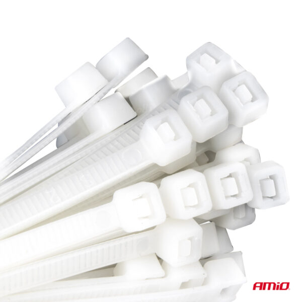 Amio ΔΕΜΑΤΙΚΑ/ΔΕΤΙΚΑ ΚΑΛΩΔΙΩΝ TIE WRAP (ΤΑΙΡΑΠ) 2.5 x 100mm (ΛΕΥΚΟ)  ΑΜΙΟ - 100 ΤΕΜ. - Image 3
