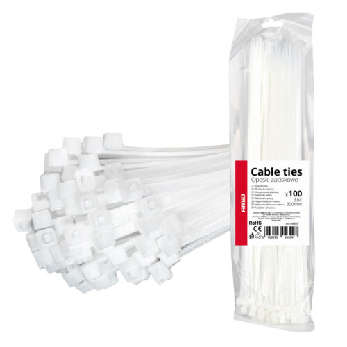 Amio ΔΕΜΑΤΙΚΑ/ΔΕΤΙΚΑ ΚΑΛΩΔΙΩΝ TIE WRAP (ΤΑΙΡΑΠ) 3.6 x 300mm (ΛΕΥΚΟ)  ΑΜΙΟ – 100 ΤΕΜ.