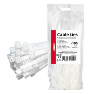 Amio ΔΕΜΑΤΙΚΑ/ΔΕΤΙΚΑ ΚΑΛΩΔΙΩΝ TIE WRAP (ΤΑΙΡΑΠ) 4.8 x 200mm (ΛΕΥΚΟ)  ΑΜΙΟ - 100 ΤΕΜ.