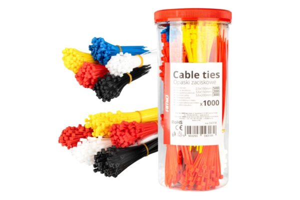 Amio ΔΕΜΑΤΙΚΑ/ΔΕΤΙΚΑ ΚΑΛΩΔΙΩΝ TIE WRAP(ΤΑΙΡΑΠ) 2.5x100mm/3.6x150mm/3.6x200mm ΣΕ ΔΙΑΦΟΡΑ ΧΡΩΜΑΤΑ ΣΕΤ ΑΜΙΟ - 1000 ΤΕΜ.