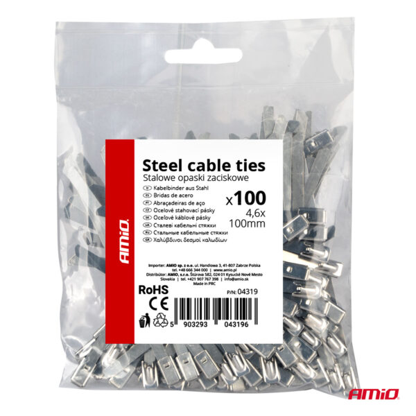 Amio ΔΕΜΑΤΙΚΑ/ΔΕΤΙΚΑ ΚΑΛΩΔΙΩΝ TIE WRAP (ΤΑΙΡΑΠ) ΜΕΤΑΛΛΙΚΑ 4,6 x 100mm ΑΜΙΟ - 100 ΤΕΜ. - Image 4