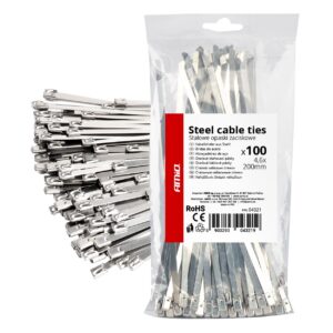 Amio ΔΕΜΑΤΙΚΑ/ΔΕΤΙΚΑ ΚΑΛΩΔΙΩΝ TIE WRAP (ΤΑΙΡΑΠ) ΜΕΤΑΛΛΙΚΑ 4,6 x 200mm ΑΜΙΟ - 100 ΤΕΜ.