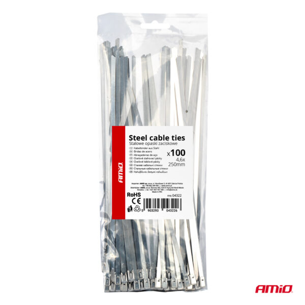 Amio ΔΕΜΑΤΙΚΑ/ΔΕΤΙΚΑ ΚΑΛΩΔΙΩΝ TIE WRAP (ΤΑΙΡΑΠ) ΜΕΤΑΛΛΙΚΑ 4,6 x 250mm ΑΜΙΟ - 100 ΤΕΜ. - Image 4