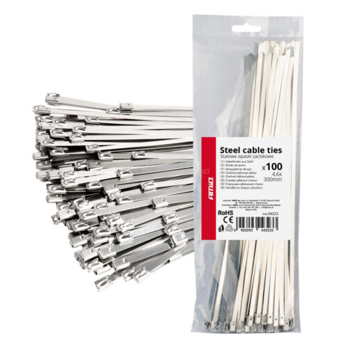 Amio ΔΕΜΑΤΙΚΑ/ΔΕΤΙΚΑ ΚΑΛΩΔΙΩΝ TIE WRAP (ΤΑΙΡΑΠ) ΜΕΤΑΛΛΙΚΑ 4,6 x 300mm ΑΜΙΟ – 100 ΤΕΜ.