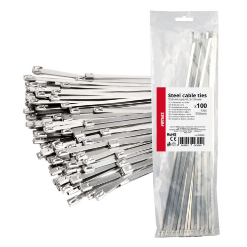 Amio ΔΕΜΑΤΙΚΑ/ΔΕΤΙΚΑ ΚΑΛΩΔΙΩΝ TIE WRAP (ΤΑΙΡΑΠ) ΜΕΤΑΛΛΙΚΑ 4,6 x 350mm ΑΜΙΟ – 100 ΤΕΜ.