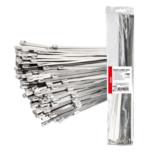 Amio ΔΕΜΑΤΙΚΑ/ΔΕΤΙΚΑ ΚΑΛΩΔΙΩΝ TIE WRAP (ΤΑΙΡΑΠ) ΜΕΤΑΛΛΙΚΑ 7,9 x 600mm ΑΜΙΟ – 100 ΤΕΜ.