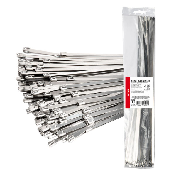 Amio ΔΕΜΑΤΙΚΑ/ΔΕΤΙΚΑ ΚΑΛΩΔΙΩΝ TIE WRAP (ΤΑΙΡΑΠ) ΜΕΤΑΛΛΙΚΑ 7,9 x 600mm ΑΜΙΟ - 100 ΤΕΜ.