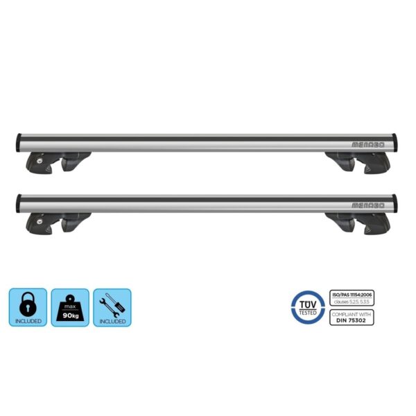 MENABO ΜΠΑΡΕΣ ΟΡΟΦΗΣ ΑΛΟΥΜΙΝΙΟΥ JACKSON XL SILVER 135 cm ΣΕ ΑΣΗΜΙ ΧΡΩΜΑ ΓΙΑ ΟΡΟΦΗ ΜΕ RAISED RAILS MENABO - 2 ΤΕΜ.