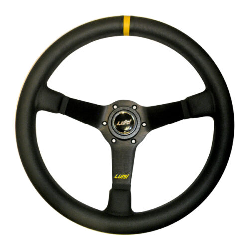 Luisi ΤΙΜΟΝΙ MIRAGE CORSA 350mm ΒΑΘΟΣ 75mm ΔΕΡΜΑΤΙΝΟ ΜΑΥΡΟ LUISI