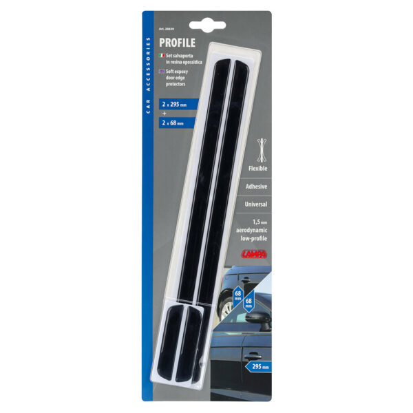 Lampa ΠΡΟΣΤΑΤΕΥΤΙΚΑ ΠΡΟΦΥΛΑΚΤΗΡΑ INVISIBLE TRIM ΜΑΥΡΑ 295x14mm+14x68mm ΠΑΧΟΥΣ 1,5mm ΑΥΤΟΚΟΛΛΗΤΑ 4ΤΕΜ. - Image 3