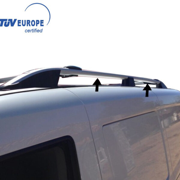 Omtec ΜΠΑΡΕΣ ΟΡΟΦΗΣ ΓΙΑ FIAT DOBLO 2010-2022 / OPEL COMBO 2010-2018 ΠΑΡΑΛΛΗΛΕΣ ΑΛΟΥΜΙΝΙΟΥ L2 ΑΣΗΜΙ (ΜΟΝΟ ΔΙΑΚΟΣΜΗΤΙΚΕΣ)